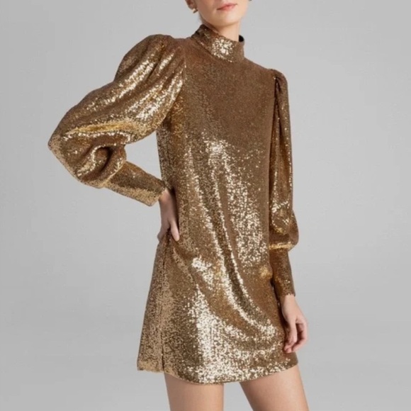 A.L.C. Gold Long Sleeve Dress - Picture 2 of 13